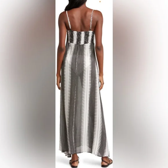 Elan Cutout Tie Front Maxi Cover-Up Sundress In Black/white Kenya Size
Medium - Picture 2 of 7